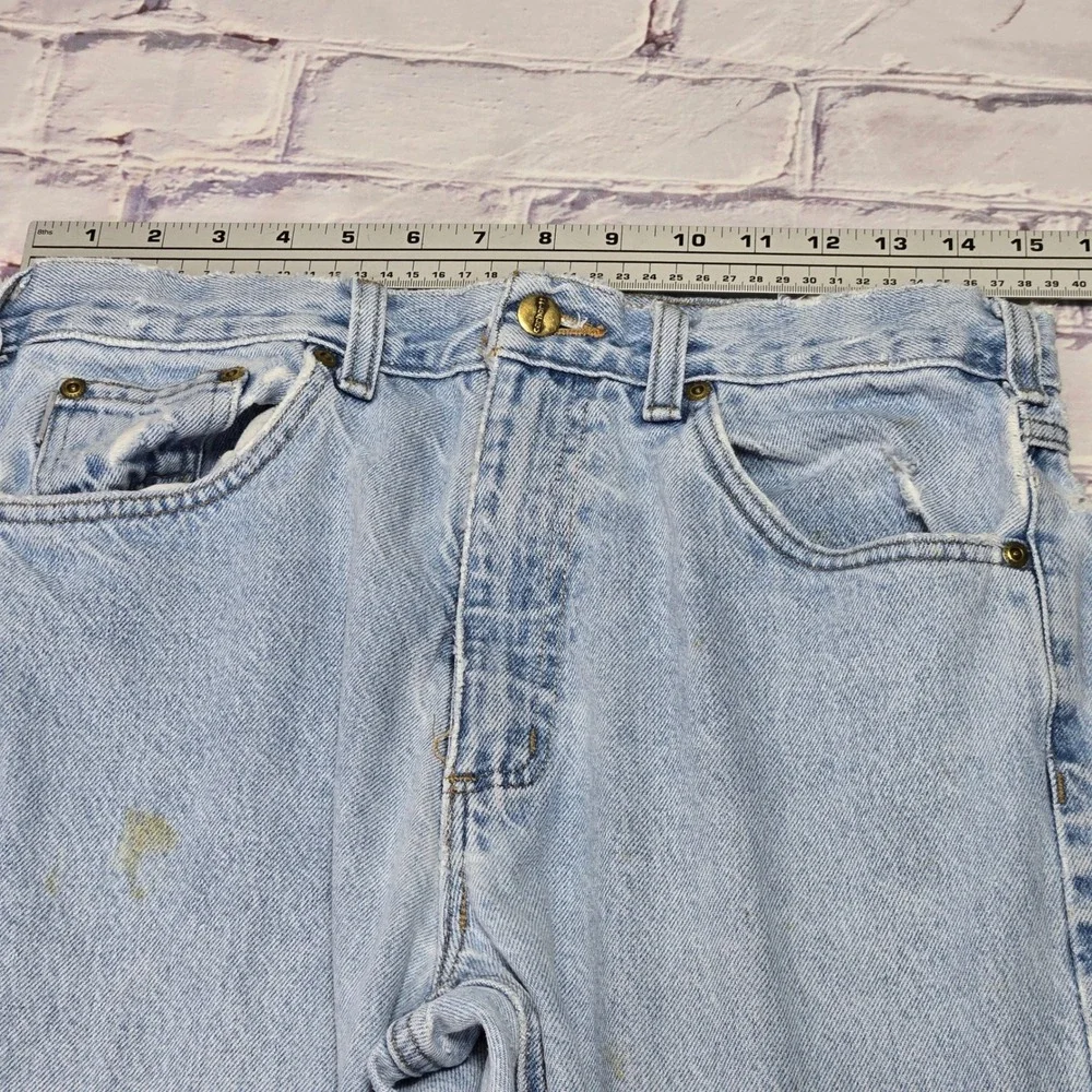 VTG Y2K Carhartt‎ Men Relaxed Light Wash Denim Jeans Workwear Distressed 34x32